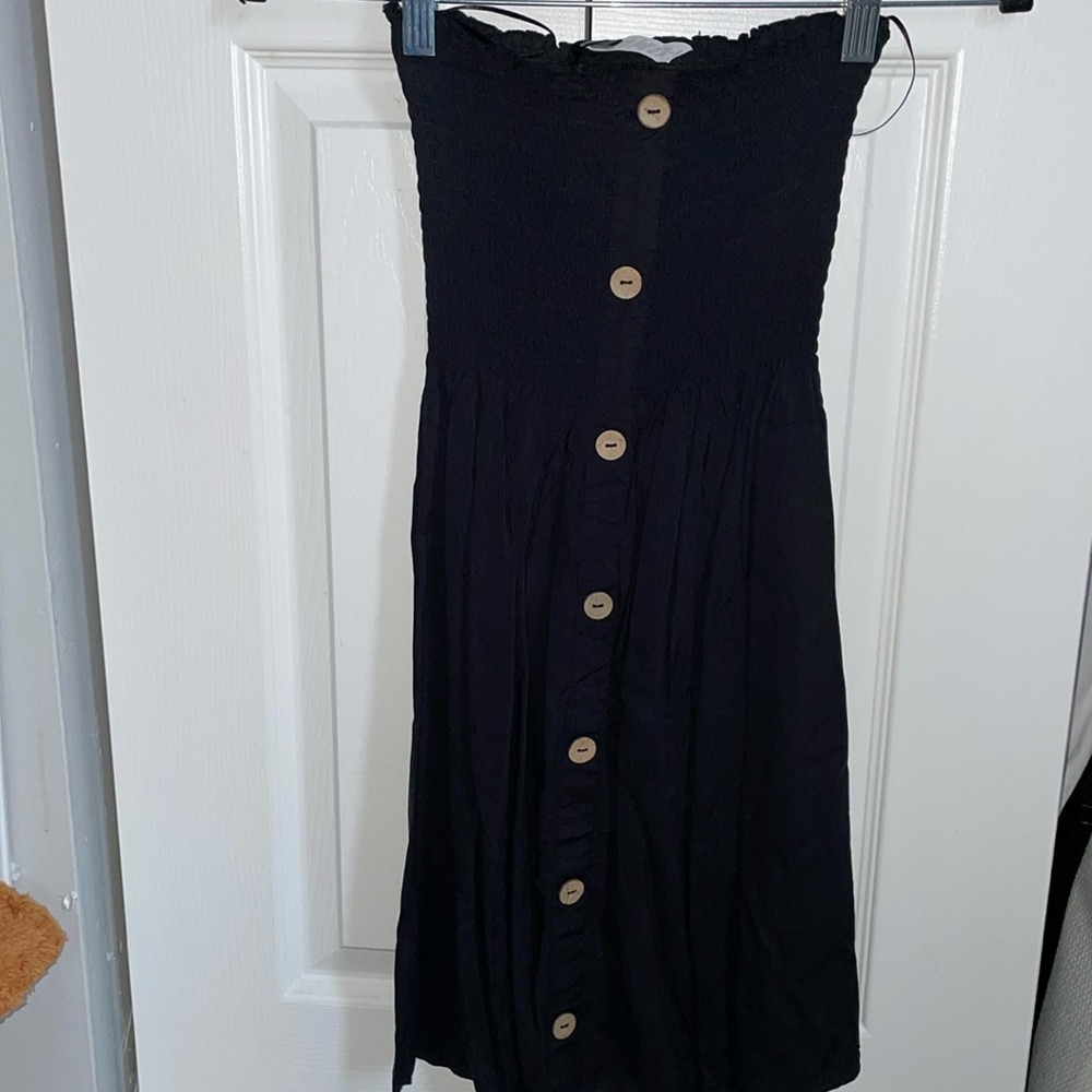 Size S, black strapless dress